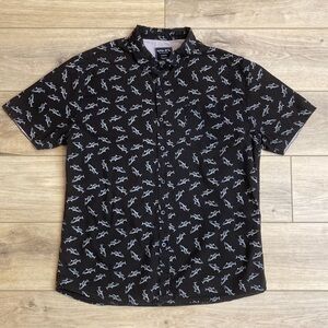 Alpha Beta Shark Print Button‎ Down Shirt